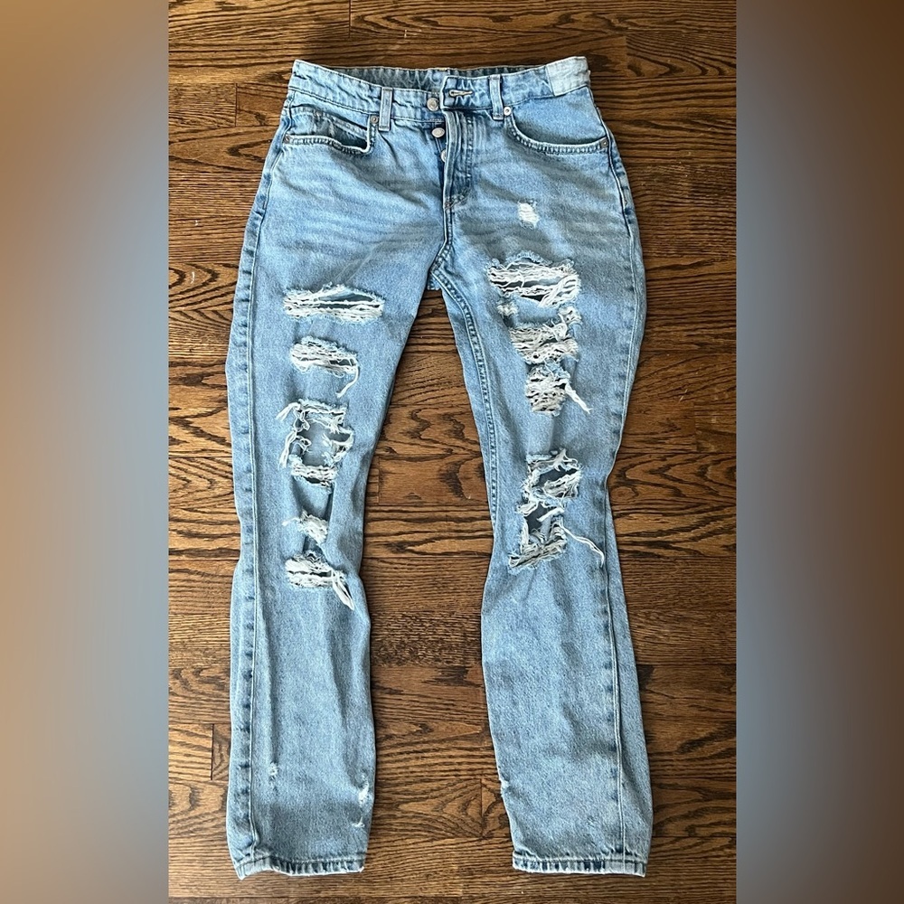 H&M Light Blue Distressed Denim Jeans